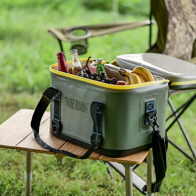 DEROOS Soft Cooler Bag Lightweight Leak Proof Portable Cooler, 35Cans Insulated Waterproof Backpack Deep Freeze 72-Hour Cooler Bag for Hiking Camping Picnic Fishing Beer for Men Women, Grey