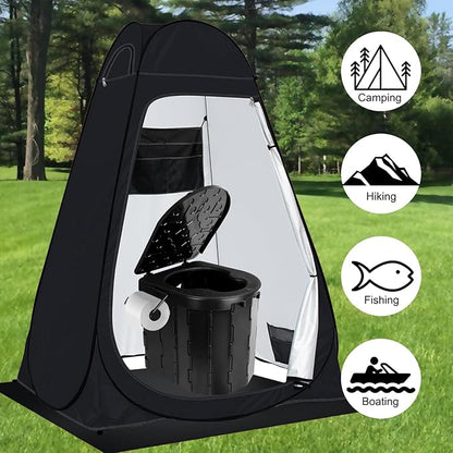 Portable Toilet for Adults, Camping Toilet with Soft Cushion and Paper Holder, Foldable Portable Toilet for Camping/Car Emergency Use