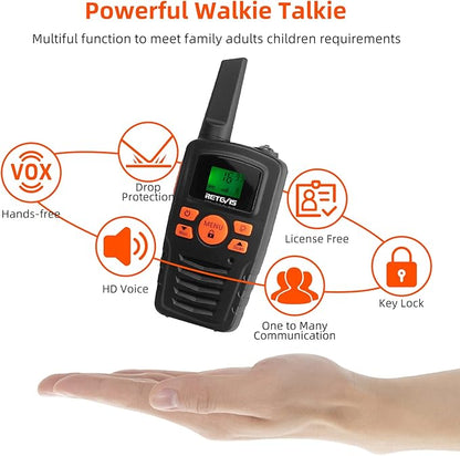 Retevis RA35 Walkie Talkies for Adults Kids, Long Range Walkie Talkies, Easy to Use Clear Sound, Portable 2 Way Radio, 22CH VOX Flashlight, Kids Walkie Talkie Set of 2 for Camping Hiking Car Travel