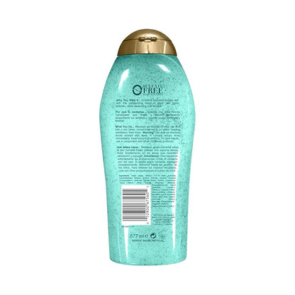 OGX Hydration + Sea Kelp & Hyaluronic Acid Sulfate-Free Lightly Moisturizing Body Scrub with Black Rice, Gentle Exfoliating Daily Body Wash to Soften & Smooth Skin, 19.5 Fl Oz (Pack of 2)