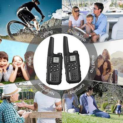 Walkie Talkies, Walkie Talkies for Adults Long Range MP25 Family Walkie Talkie with NOAA Weather Alerts Flashlight and Type-C Charging Cable for Camping Gear Hiking Trip(Black,Include Battery)