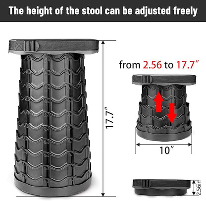 Fishboy Upgraded Square Collapsible Stool, 400lbs Max Weight, Lightweight But Sturdy, Portable Retractable Folding Telescoping Foldable Camping Stool for Adults Outdoor Fishing Hiking BBQ