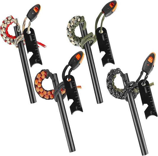 4-Inch Ferro Rod Fire Starter with Lifesaving Whistle Flint and Steel Fire Starter Kit, Camping Fire Starter, Fire Starter for Camping, Hiking, Hunting, Camping Safety and Survival equipmen