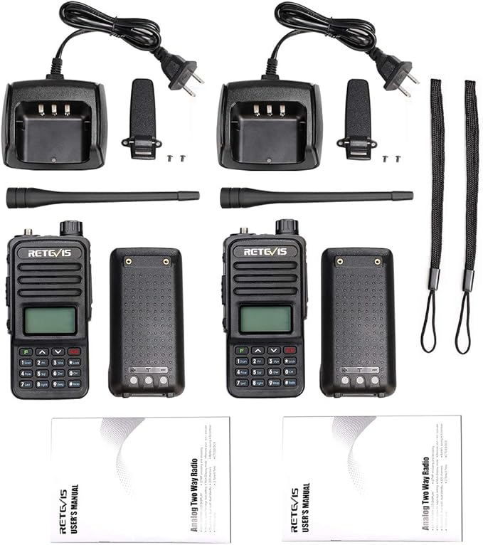 Retevis RT85 Ham Radios Long Range,Rechargeable Walkie Talkies,High Power,Built in VFO,DTMF,VOX,Emergency Alarm,Flashlight,Dual Band Radio for Family Survival Gear Camping Hunting (2 Pack)