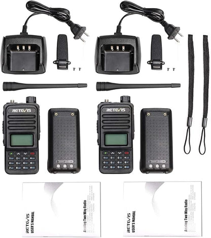 Retevis RT85 Ham Radios Long Range,Rechargeable Walkie Talkies,High Power,Built in VFO,DTMF,VOX,Emergency Alarm,Flashlight,Dual Band Radio for Family Survival Gear Camping Hunting (2 Pack)