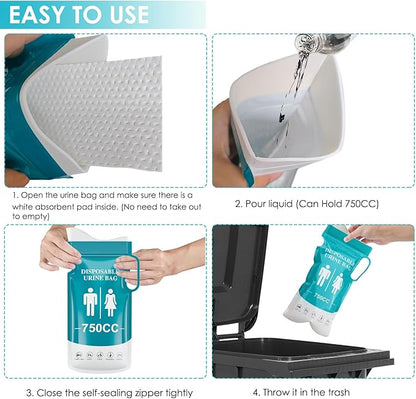 Disposable Urine Bags, 12/20 Pack Pee Bags for Travel for Women Men, Emergency Toilet Pee Bags, Portable Urinal Bag Vomit Bag for Traffic Jams, Camping, Hiking, Pregnant, Patient, Kids