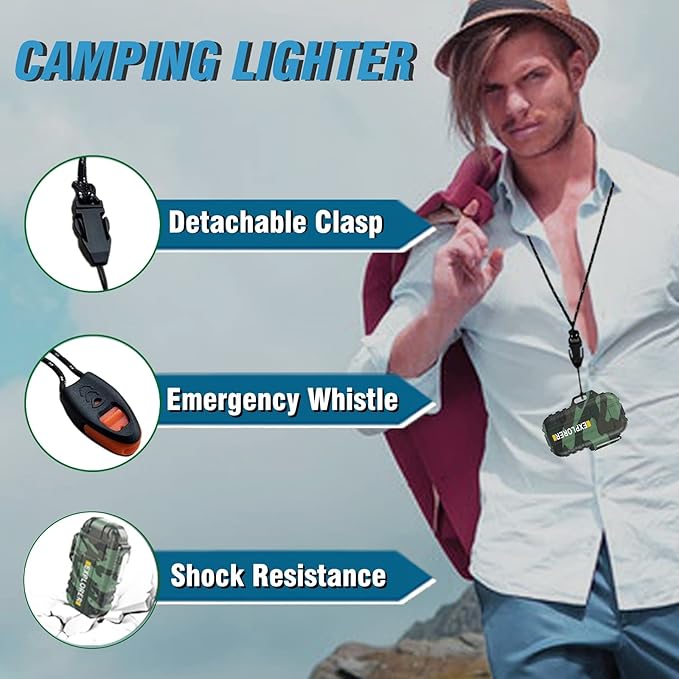 Torch Lighter, 2 Pack Butane Lighter, Windproof Outdoor Gas Lighter Adjustable Jet Flame Lighters, Fireplace Fireworks Grill Camping BBQ Lighter, Gifts for Men.(Camo+Camo) (Without Butane)