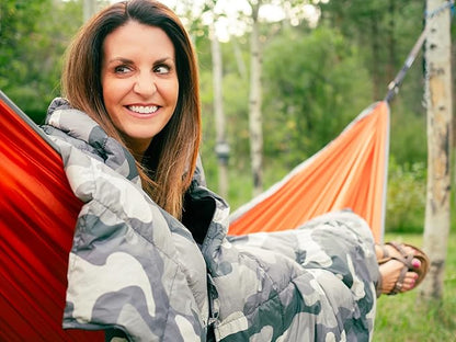 Down Camping Blanket - Puffy, Packable, Lightweight and Warm | Ideal for Outdoors, Travel, Stadium, Festivals, Beach, Hammock | 650 Fill Power Water-Resistant Backpacking Quilt