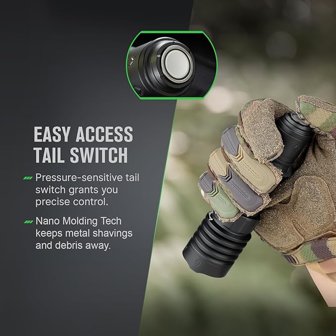 OLIGHT Warrior X 4 Rechargeable Tactical Flashlight 2,600 High Lumens with 630 Meters Long Range Thrower, Powerful Tail-Switch Light with USB-C Charging, Dual-Output for Daily and Tactical Use