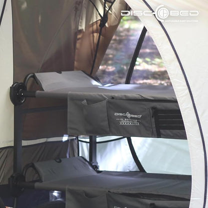 Disc-O-Bed Portable Cam-O-Bunk Bed, Large 2 Adult Sleeping Cot for Camping, Gray