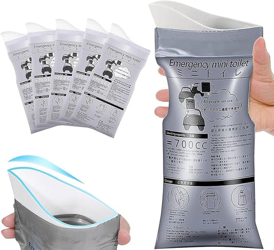 Disposable Urine Bag for Travel, Mobile Emergency Toilet in Car, 700 ml Gel Urine Bags for Camping Toilets, Traffic Jam, Vomit Bags, Portable Toilets for Adults, Children