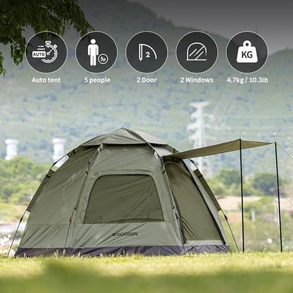 Instant Camping Tent for 4 Person,2 Mesh Windows & 2 Doors,Hexagonal Design,Easy Set Up pop up Tent with Vestibule & Rainfly, Ideal for Family Camp, Outdoor Activity