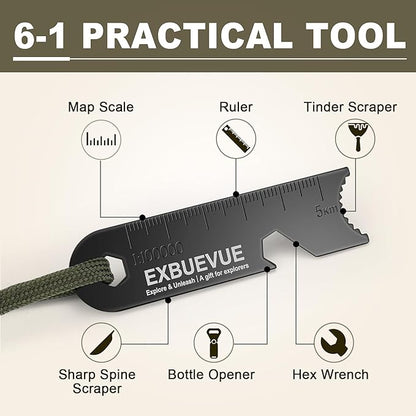 Fire Starter, 5'' Ferro Rod Outdoor Survival Tools Flint and Steel with 2X 13'' Waterproof Tinder Wick Rope and Stricker, Survival Paracord for Bushcraft, Camping, Hiking Kits