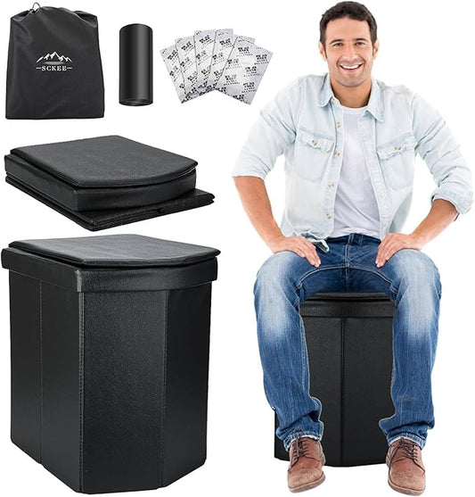 Portable Toilet for Adults, XL Portable Toilet for Camping, 16.5'' Camping Toilet with Lid, Camp Toilet with Handbag, Travel Potty for Camping, Hiking, RoadTrip, Car, Tent, Truck Drivers
