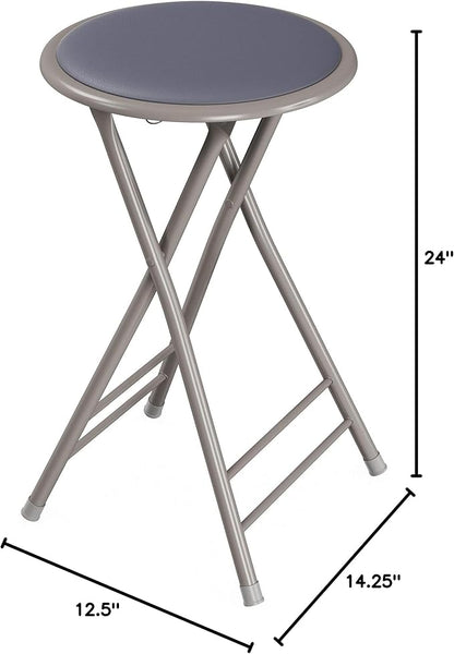 Lavish Home Counter-Height Bar Stools - Set of 4 Heavy-Duty 24-Inch Backless Folding Chairs with 225 LBS Capacity for Kitchen or Rec Room (Gray)