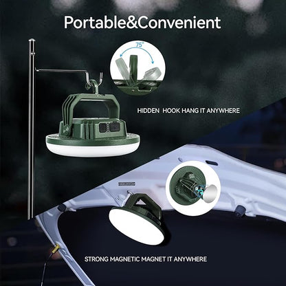 VAVOFO 42W 4000LM LED Camping Lantern Rechargeable, 10,000mAh Power Bank, 3 Lighting Modes, IP65 Waterproof Flashlight , Portable Tent Light with Magnetic Base for Emergencies & Holiday Fun