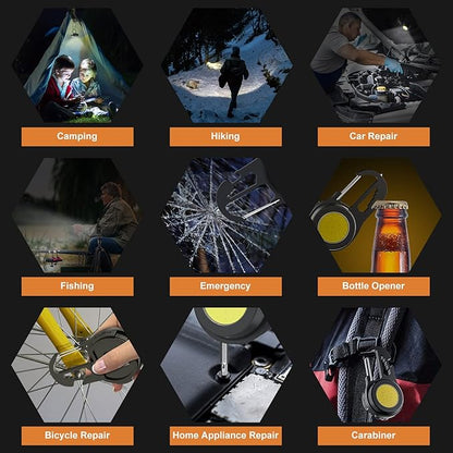 Mini COB Rechargeable LED Flashlight, Portable, Waterproof, Foldable, 800 Lumen, 4 Modes, Magnetic Stand, Battery Powered