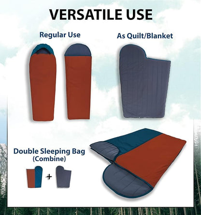 Litume Compact Velvet Lined Sleeping Bag, Lightweight Three Season Sleeping Bag, Water Repelling Sack for Warm and Cold Weather, Comfortable, Backpacking, Hiking, Camping, Traveling