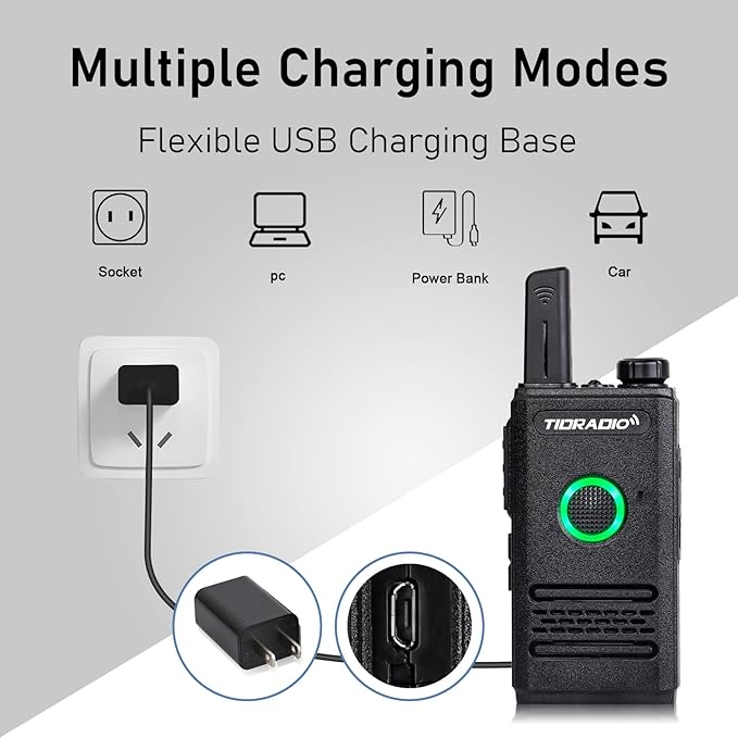 TIDRADIO TD-M6 Radios Walkie Talkies for Adults Two Way Radios Long Range, 22 Channels,Dual PTT for Manufacturing Restaurant Business Commercial Hunting Hiking 2 Pack