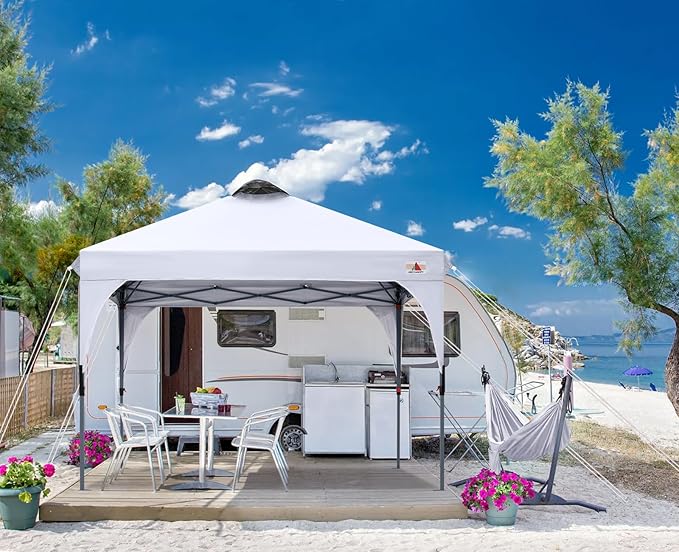 ABCCANOPY Outdoor Pop up Canopy Tent, 8x8 Instant Portable Canopy for Camping, Beach, Backyard,White