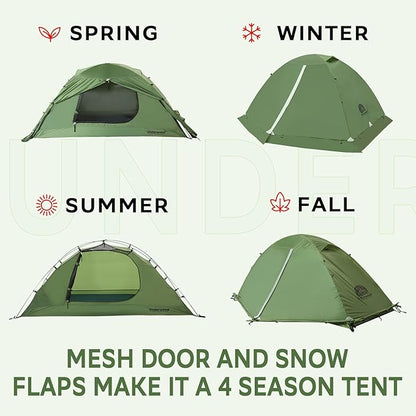 1/2 Person Backpacking Tent for 4-Season - Winter Waterproof Tent for One Person, Lightweight Camping Tent for Backpacking, Easy Set Up Cold Weather Tent by Underwood Aggregator