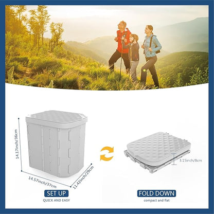 Portable Camping Toilet for Adults - Hapoon XL Portable Folding Toilet with Lid,Travel Portable Potty for Adults,Porta Potty Car Toilet,Grey