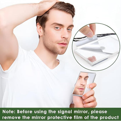 Signal Mirror Military Grade 3 x 5 Inch - Camping Mirror with Survival Whistle - Perfect for Outdoor Explorers SOS Signaling & Hikers Kits