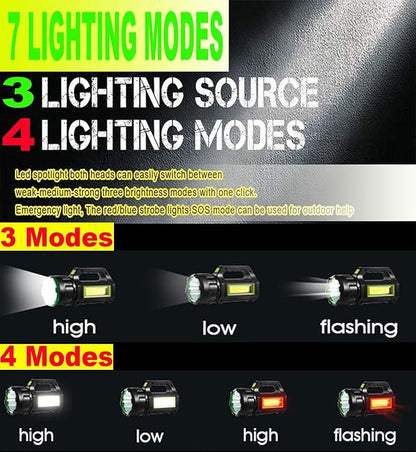 LED Searchlight LED Lantern, Solar Rechargeable Super Bright 10000LM Handheld LEDs Spotlight, Multifunctional Camping Lamp Work Lights, 7 Light Modes, Power Bank, IPX4 Waterproof, for Emergency