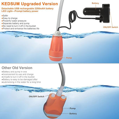 KEDSUM Portable Shower, Portable Camp Shower Pump with Rechargeable Battery, Portable Shower for Camping, Portable Outdoor Shower Head for Camping, Hiking, Traveling(+ Handheld Sprayer)