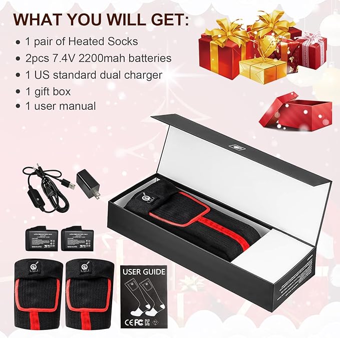 Heated Socks for Women Men,Foot Warmers Electric Rechargable Battery Heating Socks,Winter Cold Feet Hunting Ski Camping Hiking Riding Motorcycle Snowboating Thermal Warm Socks