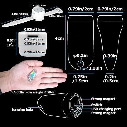 USB Mini LED Lantern, 2 Pack Waterproof EDC Keychain LED Flashlight for Camping, Type-C Rechargeable Battery Small Stick Lamp Puck Dog Collar Torch Light (7-Color Gradient+Red)