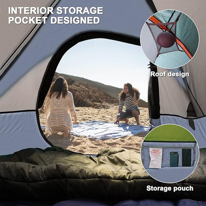 Camping Tent 4 Person, Waterproof Windproof Tent with Rainfly Easy Set up-Portable Dome Tents for Camping