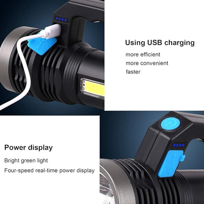 Rechargeable Spotlight, Handhold Searchlight, Outdoor Long-Range Strong Light Flashlight, 1200mAh LED Spotlight for Home, Outdoor Activities, Camping