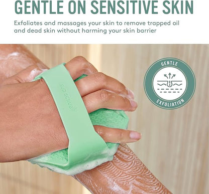 Sud Scrub® Antimicrobial Silicone Body Scrubber, Exfoliating Body Scrubber for Sensitive Skin, Eco Friendly Shower Scrubber for Body, Silicone Body Brush for Showering, Mint