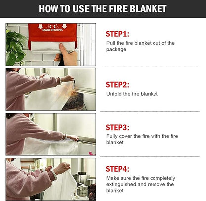 Fire Blanket for Emergency Survival, 39 x 39 inches Reusable Fiberglass Fire Emergency Blanket Fire Shelter Safety Cover for Kitchen, Car, Camping, Grilling, Office, Warehouse (3 Pack)