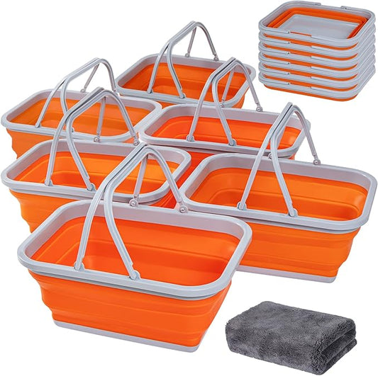 AUTODECO Collapsible Sink with Handle Towel, 2.37 Gal / 9L Foldable Wash Basin for Washing Dishes, Camping, Hiking and Home