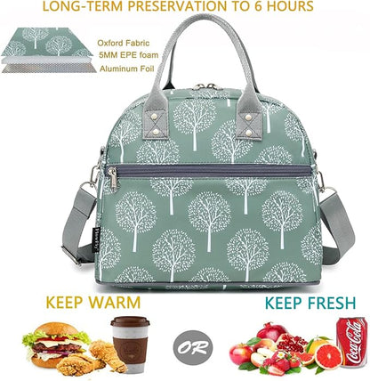 FlowFly Insulated Lunch Bag With Shoulder Strap for Women, Men, and Kids, Large and Reusable, Handle, Freezable Work and School Travel Tote and Meal Prep Organizer,Dandelion
