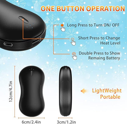 Hand Warmers Rechargeable USB Electric Hand Warmer 9000mAh Double-Sided Hot Handwarmer Portable Reusable & Power Bank for Outdoor Sports, Camping, Hunting, Winter Warm Gifts for Women, Men