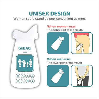 Disposable Urine Bags 10-Pack Unisex Portable Urinal Pee Bags with 2X Absorption Pads for Emergency, Travel, Camping, Driving Traffic Jam, Hiking - for Men Women [Pregnant]& Children