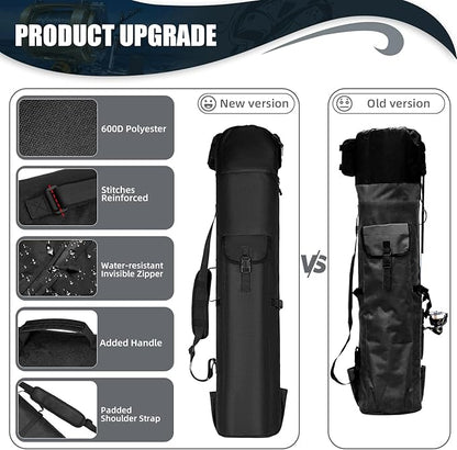 Wowelife Fishing Rod Carrier - Pole Bag Reel Organizer Case Storage for Gear, Travel - Gifts for Men, Family