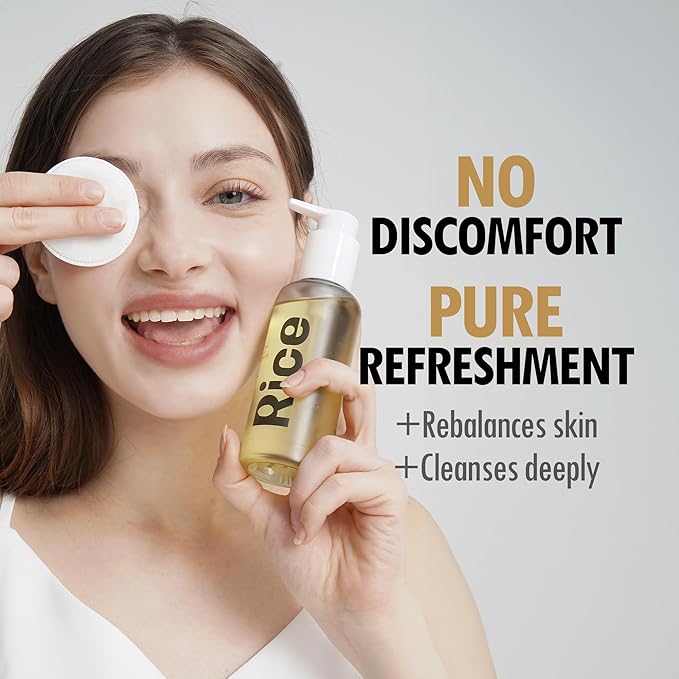 VEGREEN Rice Daily Moisture Pore Cleansing Oil | Korean Skin Care Oil Cleanser w/ 7 Raw Oil Complex | Gentle Face Cleanser for Oily Skin | Pore Control Cleansing Oil Makeup Remover (5.07 fl oz)