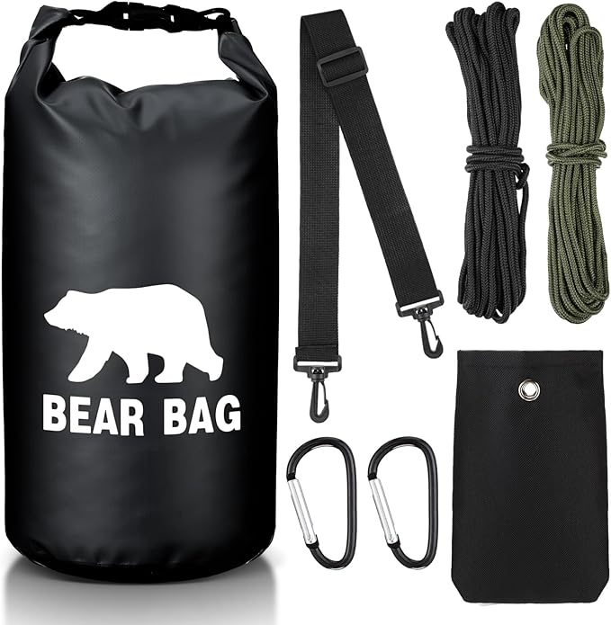 1 Set Bear Food Bag for Camping Ultralight Food Bag Hanging System Includes Waterproof Bear Bag, Nylon Ropes, Hooks for Camping Backpacking