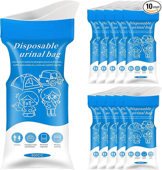 Emergency Portable Urine Bag, 6/10/20 Pack Travel Urinal Bag, Unisex Urinal Bag, Disposable Urine Bag Suitable for Camping, Travel, Traffic Jams, Pregnant Women, Children, Patients