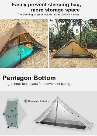 3F UL Gear Lanshan PRO Lanshan Ultralight Tent 3 Season Backpacking Tent for 2 Person, Waterproof Professional Tents for Camping, Trekking, Kayaking, Climbing, Hiking