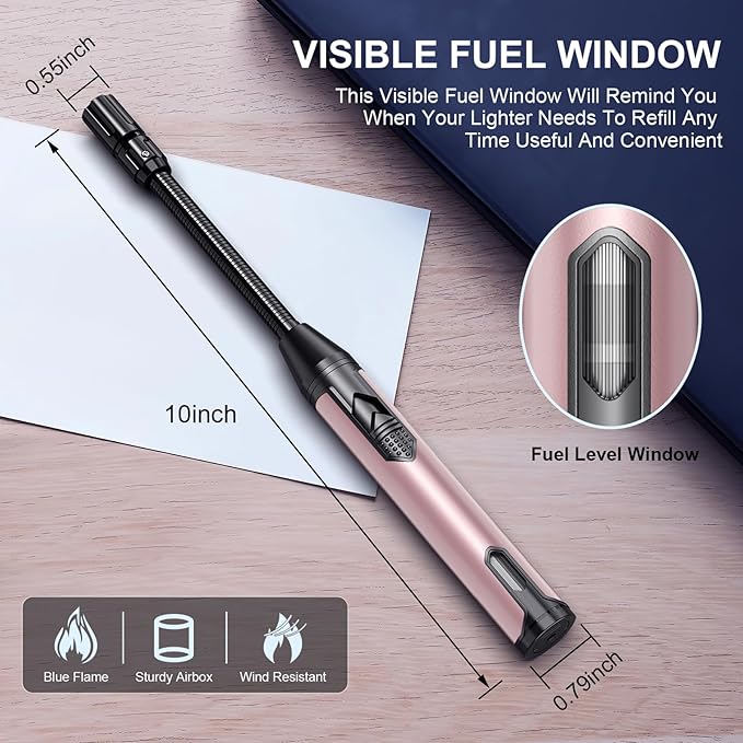 Torch Lighter Refillable Butane Lighter Long Flexible Neck Multipurpose Lighter for Candles Grill BBQ Fireplaces Kitchen Camping (No Prefilled)