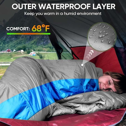 OBTANIM Sleeping Bags Portable Waterproof Camping Sleeping Bag for Adults Kids 4 Seasons Cold Weather or Warm Backpacking Hiking Mountaineering Indoor Outdoor Use