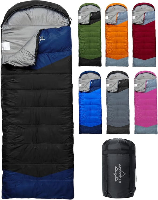 Sleeping Bag for Adults Cold Weather & Warm, Lightweight Backpacking Camping Hiking Essentials Gear for Kids 10-12 Girls Boys Compact w/Compression Sack Indoor Outdoor Sleep Must Haves