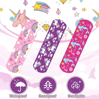 420 Pieces 6 Styles Cute Cartoon Bandages Knuckle Repair Tape Colorful First Aid Kit for Kids PE Fabric Adhesive Waterproof Breathable Bandages for Children Travel Cuts Scrapes Wounds (Cute)