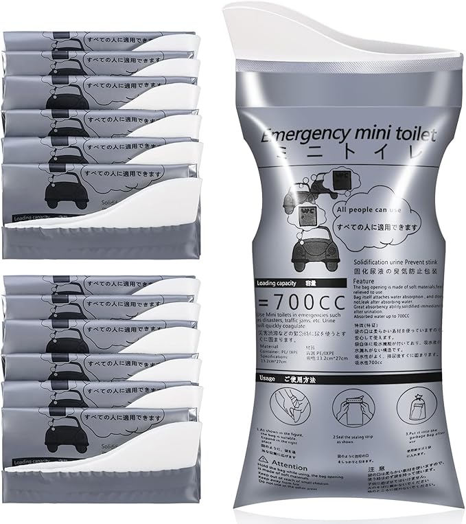 OUMEE 28/23/20/12/8 Pack Disposable Urine Bags, 700ML Travel Pee Bags Unisex Urinal Bag Vomit Bag for Travel Traffic Jam Emergency Portable Camping Urinal Bags for Men Women