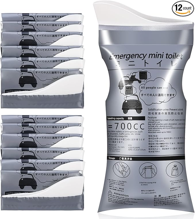 OUMEE 28/23/20/12/8 Pack Disposable Urine Bags, 700ML Travel Pee Bags Unisex Urinal Bag Vomit Bag for Travel Traffic Jam Emergency Portable Camping Urinal Bags for Men Women